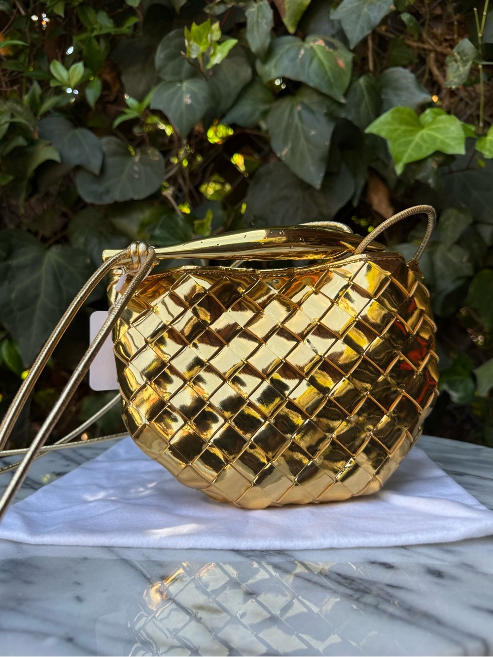 Bottega Veneta Gold Mini Sardine Crossbody Bag - Picture 10 of 11